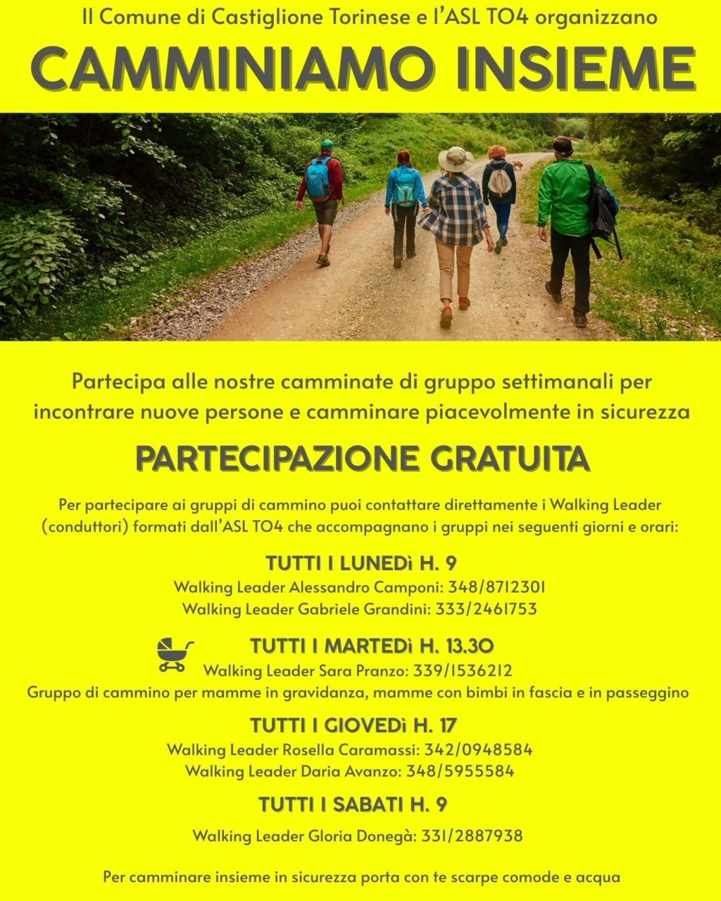 “Camminiamo Insieme”: a Castiglione arrivano i Walking Leader del martedì