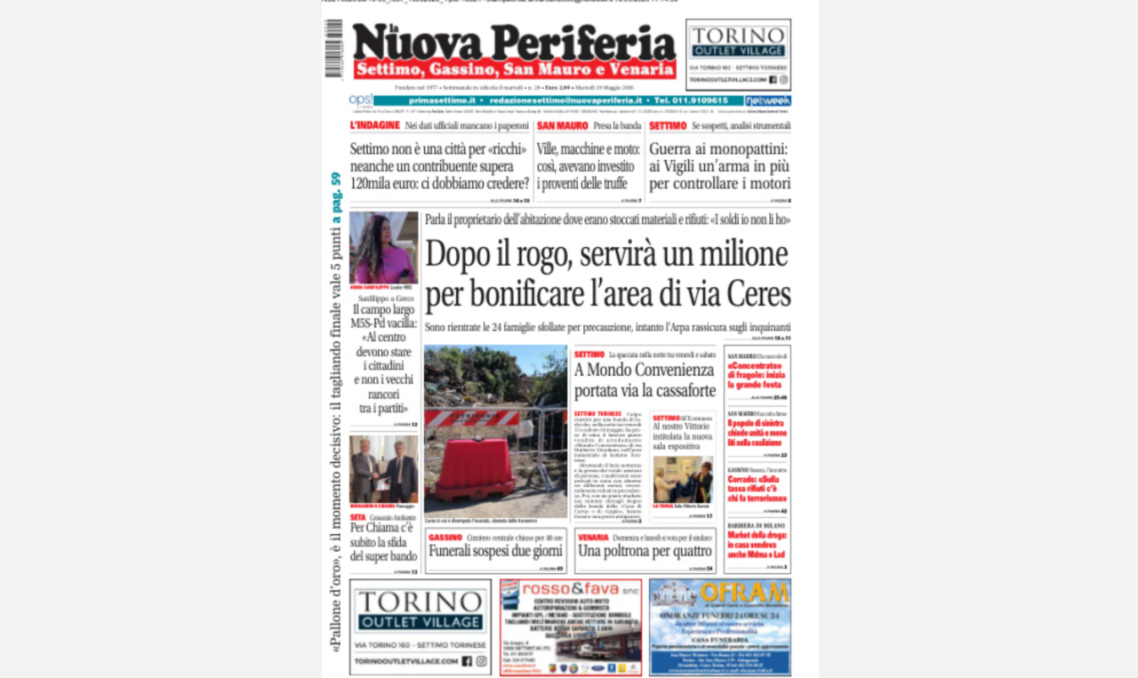 La Nuova Periferia del 19 maggio è in edicola: notizie da Settimo, San Mauro, Gassino, Catiglione e Venaria