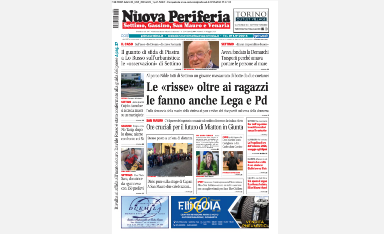 La Nuova Periferia di Settimo del 26 maggio è in edicola: tutte le notizie dal territorio