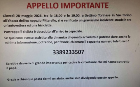 Muore dopo l’incidente in bici a Settimo, la famiglia cerca testimoni: «Vogliamo solo capire cosa è successo»