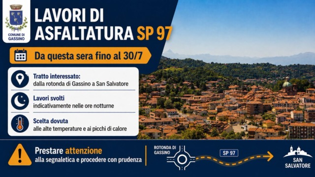 Al via i lavori di asfaltatura lungo la sp97, dalla rotonda verso San Salvatore