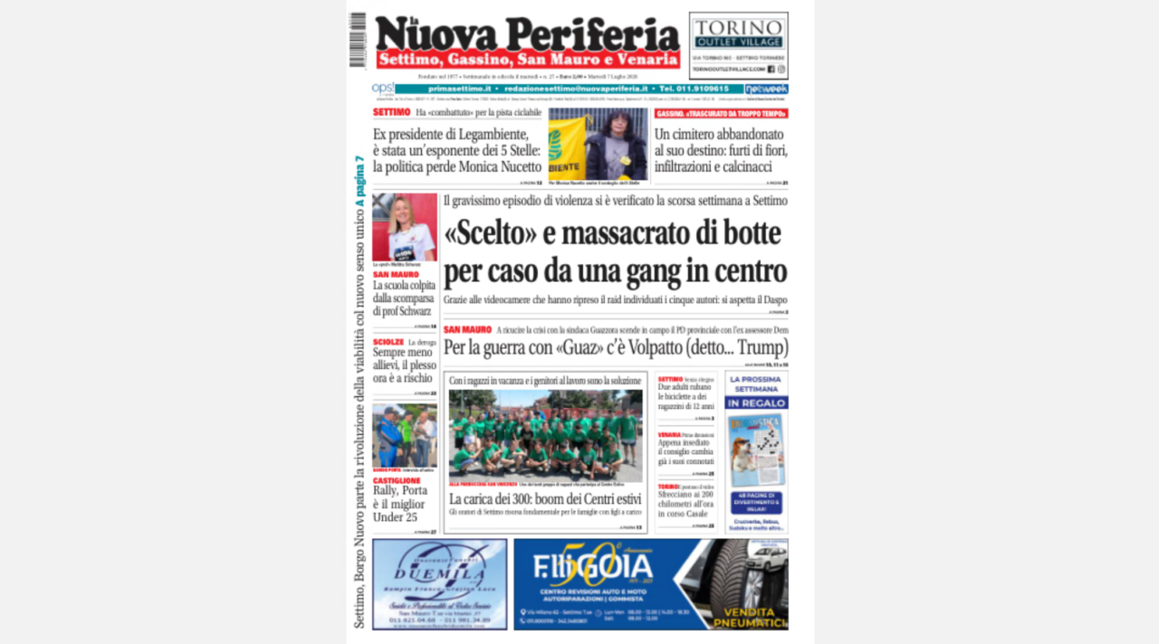 In edicola La Nuova Periferia di Settimo del 7 luglio