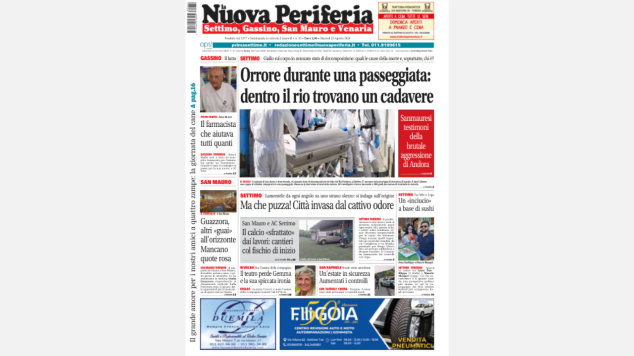 La Nuova Periferia di Settimo torna in edicola: il giallo del cadavere nel rio e tutte le notizie del territorio