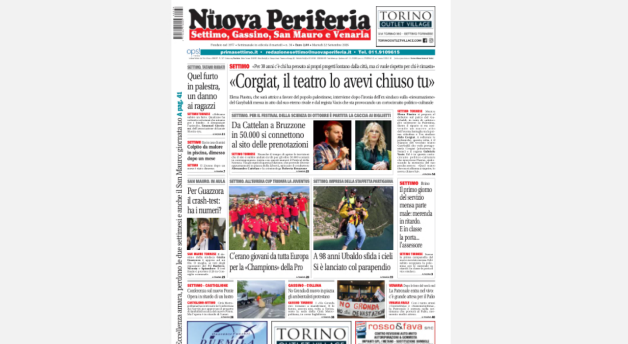 La Nuova Periferia di Settimo del 22 settembre è in edicola